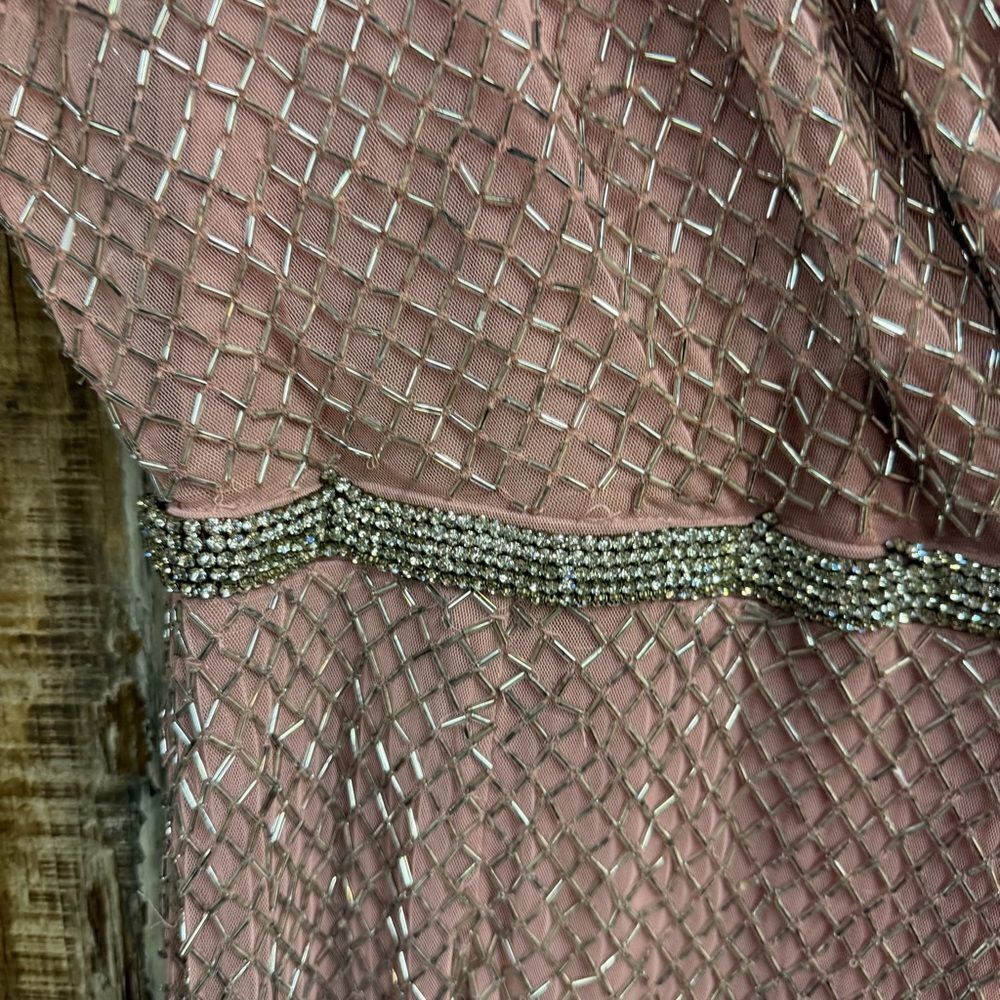 Mac Duggal 93787 beaded rose lattice Pink Midi Dress evening gown NWT $598 sz 8 - Picture 8 of 9